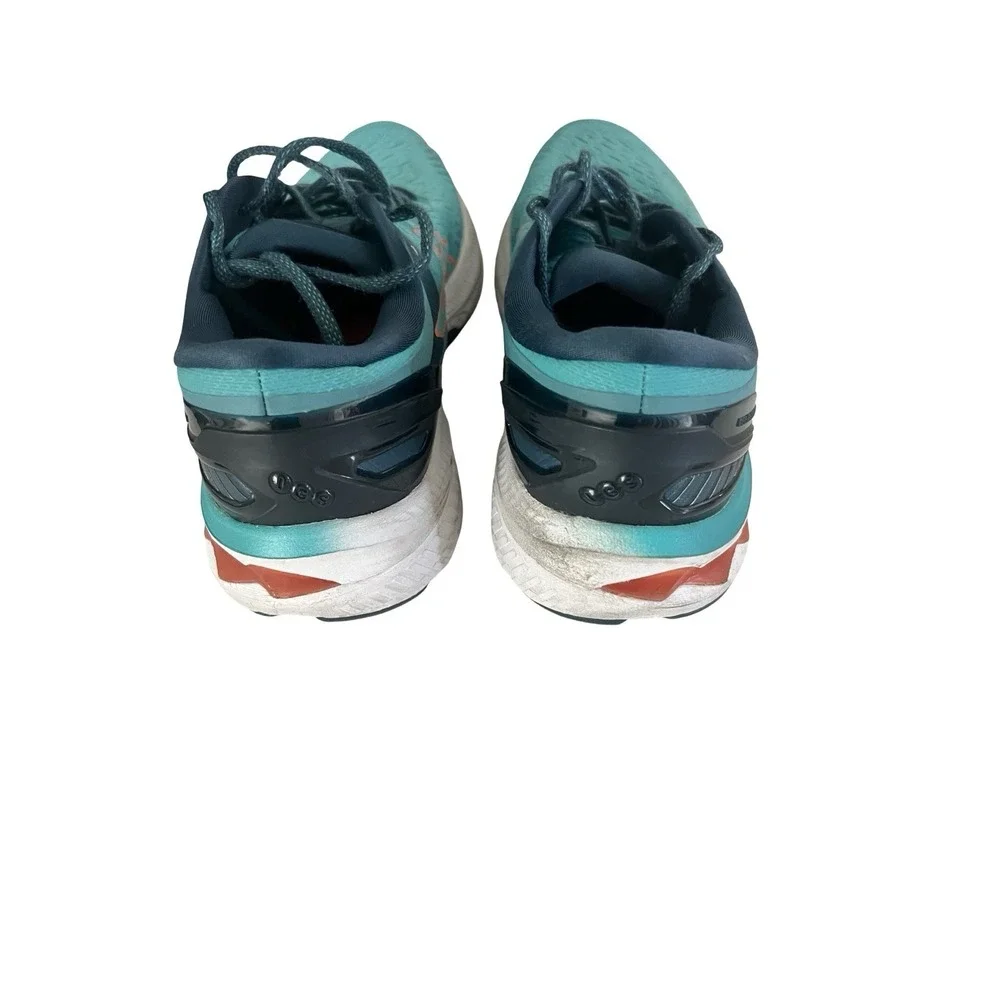 Womens Asics Gel Kayano 27 Running Shoes Size 9.5 Teal Blue Orange 1012A649